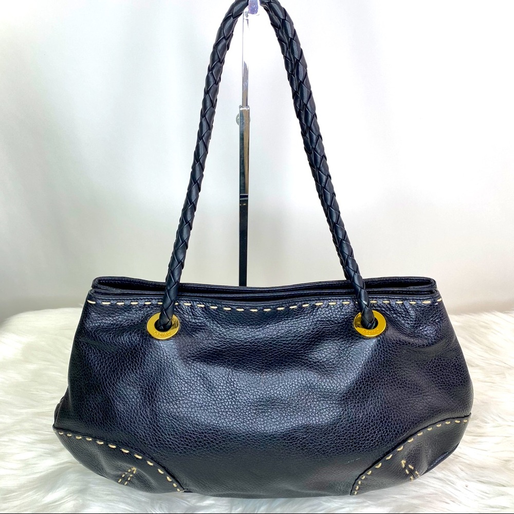 Desmo Black Leather Hobo Shoulder Bag